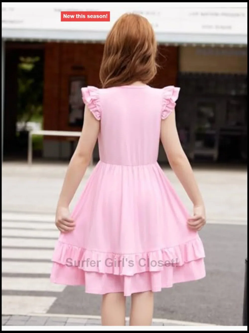 Girls Tween Boho Flutter Sleeve Tiered A-Line Dress with Pockets